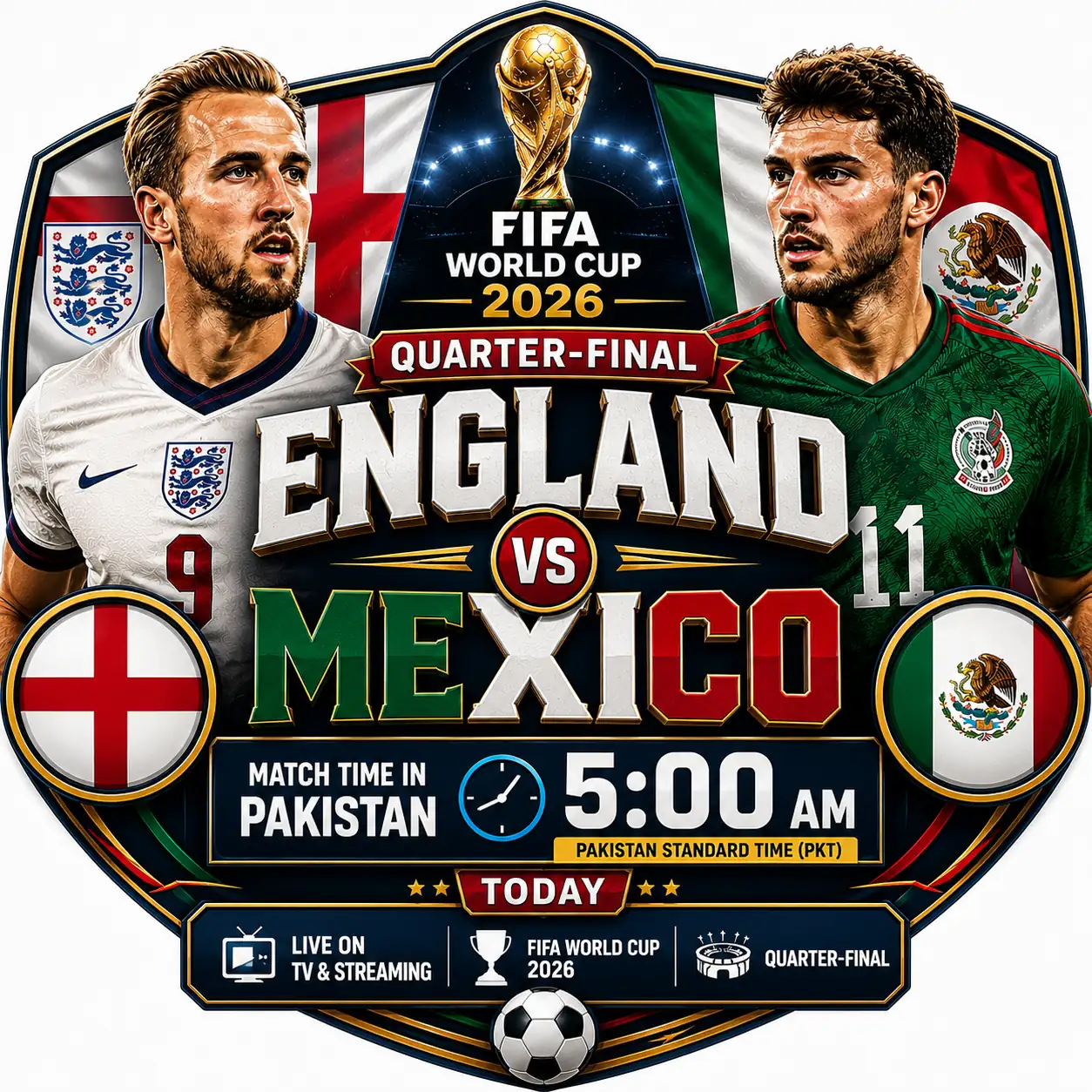 Mexico vs England match time in pakistan