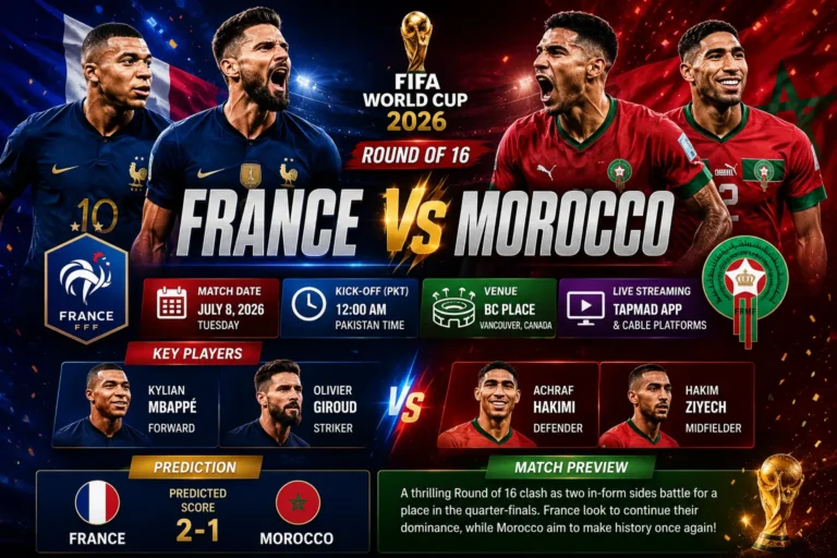 France vs Morocco Pakistan Time